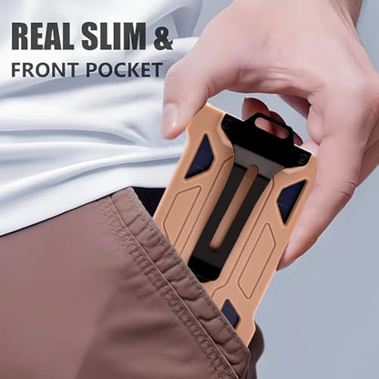 ID Badge Holder with Retractable Clip, Credit Card Holder, Keychain Wallet, Name Badge Holders, Business Card Holder, and Money Clip for Men and Women (Khaki) - color: Khaki