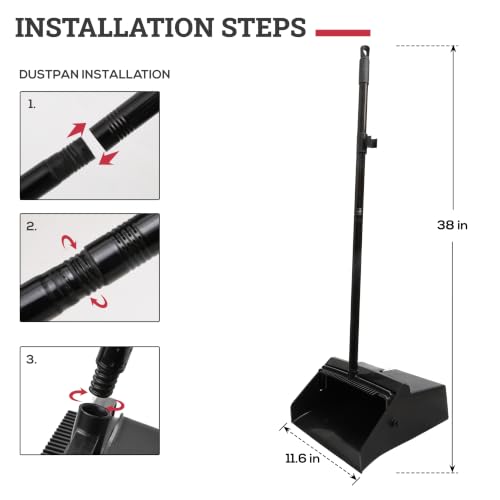 KLEEN HANDLER 48.5" Broom with Dustpan Combo Set with Long Handle, 1 Pack