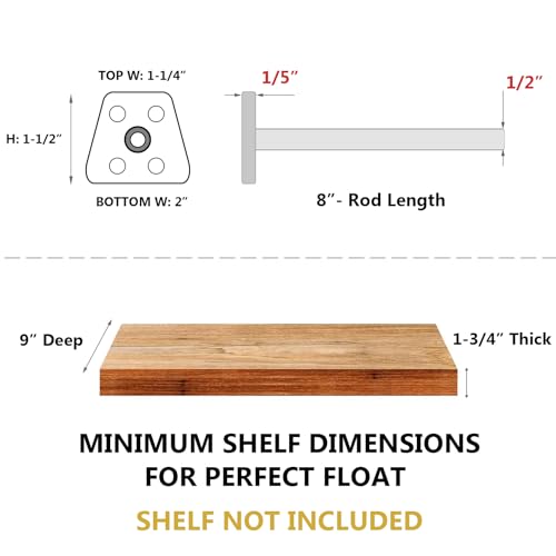 NEODROP 8-Pack 8 Inch Hidden Floating Shelf Bracket, Heavy Duty Blind Shelf Support Hardware | Invisible Wall Brackets for Kitchen, Fireplace Mantel Wood Shelves | Black Powder Coated Solid Steel - size: 8 Inch, style: 8 Pack