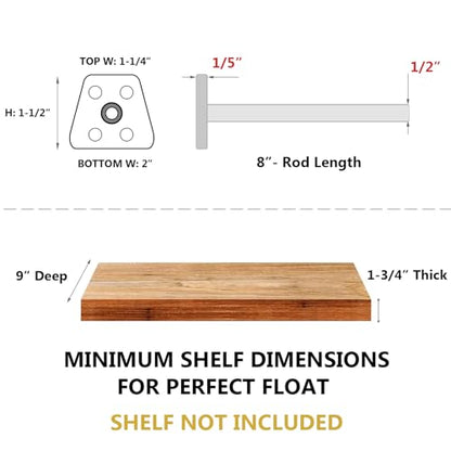 NEODROP 8-Pack 8 Inch Hidden Floating Shelf Bracket, Heavy Duty Blind Shelf Support Hardware | Invisible Wall Brackets for Kitchen, Fireplace Mantel Wood Shelves | Black Powder Coated Solid Steel - size: 8 Inch, style: 8 Pack
