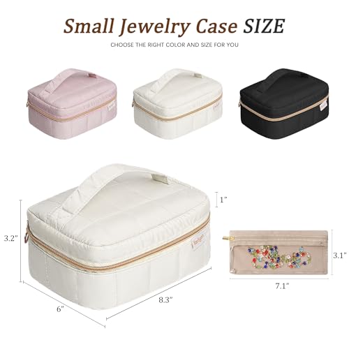 KarSyon Travel Jewelry Case Organizer Boxes with 10 Velvet Zipper Pouches - color: Beige, size: Large