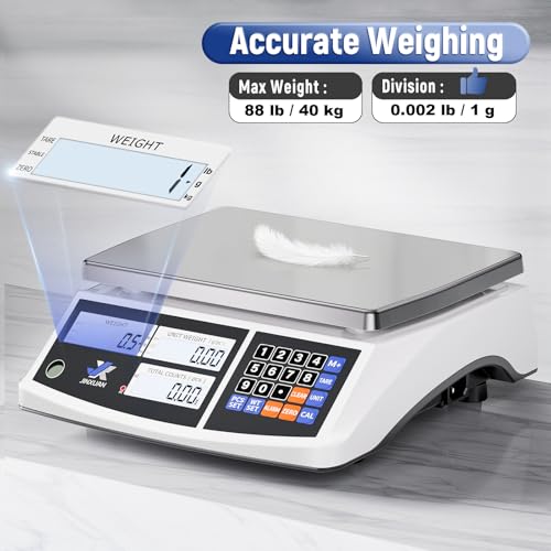Industrial Counting Scale 40kg/88lb x 1g Precision Bench Scale Digital Inventory Counting Weight Scale for Small Parts and Coins, Electronic Gram Scale with Batteries/AC Power, lb/g/kg/oz - style: 40kg x 1g