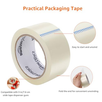 Amazon Basics Strong Packing Tape for Moving, Packaging, Shipping and Storing, Clear, 2 in x 60 yards, 2.7mil Thickness, 12-Roll - size: 2 in x 60 yards, 2.7mil Thickness