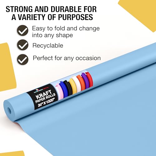 Crown Display Light Blue Kraft Paper Roll 36" X 1320" (110' Ft) - Perfect for Wrapping, Shipping, Packing, and Crafts - color: Light Blue, size: 36" x 1320"