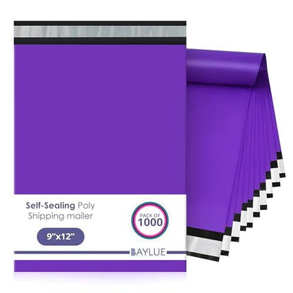 Purple Poly Mailers 9x12, Self Seal Shipping & Mailing Bags, 1000 Pack Bulk - color: Purple, size: 9"x12" / 1000 Pack