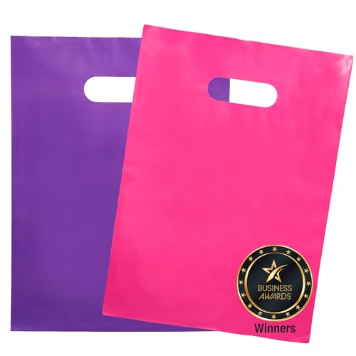Choice Marts 200 Pink & Purple Plastic Bags 12x15 Merchandise Bags - color: Pink & Purple