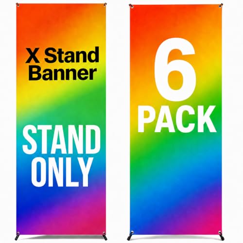 Premium X Banner Stand Display, 24"x72", 6 Pack - size: 6 PACK