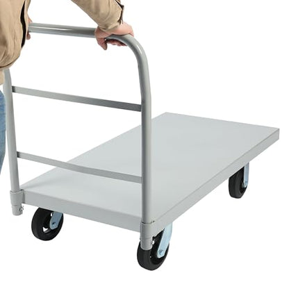 ECOTRIC Heavy-Duty Platform Truck Cart 2500 LBS Capacity Steel Flatbed