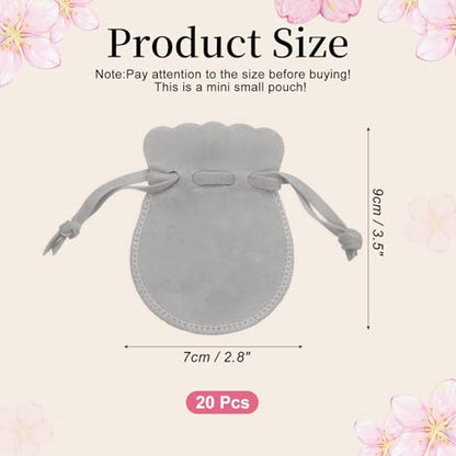 uxcell 20pcs Small Velvet Drawstring Pouches, 2.8"x3.5" Jewelry Bags, Gray - color: Gray, size: 2.8" x 3.5"