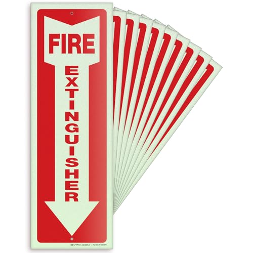 iSYFIX Fire Extinguisher Reflective Signs, 4x12 Inch, 10 Pack - color: PLASTIC REFECTIVE