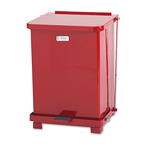 Rubbermaid Commercial Products Defenders Biohazard Steel Trash Can Step-On 4 GAL Red Hospital/Doctor's Office/Healthcare Facilities - color: Red, size: 4G
