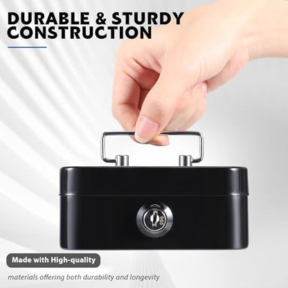 Tandefio 12 Pcs Small Money Cash Box with Lock and Slot Metal Box for Cash Steel Organizer Piggy Bank Metal Coin Bank for Adults, 4.5 x 3.3 x 2 Inch, Without Money Tray (Black) - color: Black