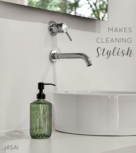 JASAI 18 Oz Green Soap Dispenser with Black Rust Proof Pump - color: Green-black Pump, size: 1Pack