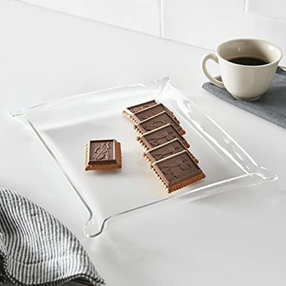 Huang Acrylic Clear Multi-use Valet Tray | Great for Snacks, Candy, Treats or Jewelry, Keys, Wallets, and More | Display in The Kitchen, Living Room, Bedroom, or Bathroom | Large 10.5" x 8.5" - size: Large (10.5" x 8.5" x 1")