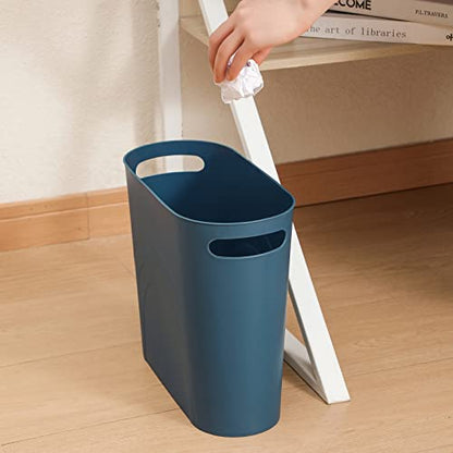 rejomiik Small Bathroom Trash Can, 3.5 Gallon Slim Garbage Can, Teal Blue - color: Teal Blue, size: 1 pack