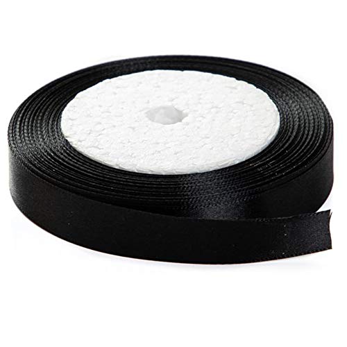 Black Satin Ribbon 1/2 Inch for Gift Wrapping, 50 Yards in Length - color: Black, size: 1/2"