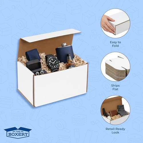 The Boxery Corrugated Mailers White Tuck Shipping Boxes (4x3x3) - size: 4x3x3