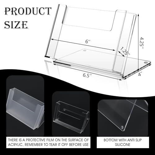 Threehoney 2 Pcs Clear Acrylic Postcard Holder 4 x 6 In Brochure Organizer - size: 4 x 6 Inch