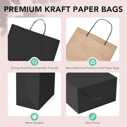 METRONIC Large Black Paper Gift Bags 16x6x12 Inches 6000 Pack Pallet - color: Black 16x6x12, size: 1 Count (Pack of 6000)