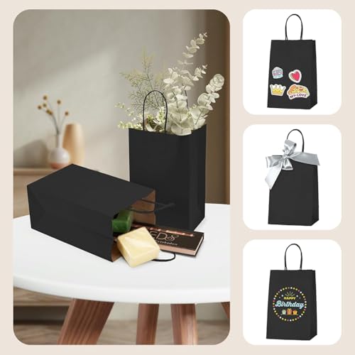 MESHA Paper Gift Bags 1000Pcs 5.25x3.75x8'' Black Small Kraft Bags Bulk - color: Black 5.25x3.75x8 Inch, size: 1 Count (Pack of 1000)
