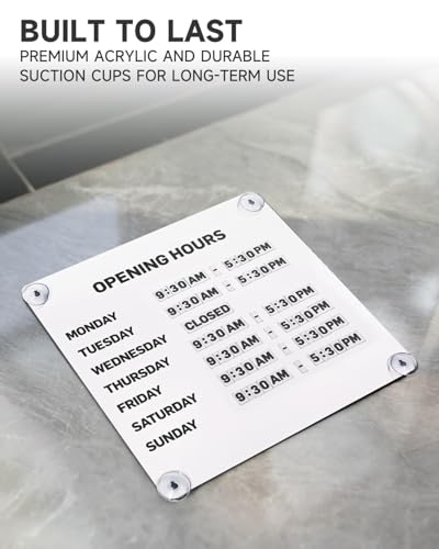 Magnetic Business Hours Sign, Changeable Storefront Opening Hours Board - color: White Board