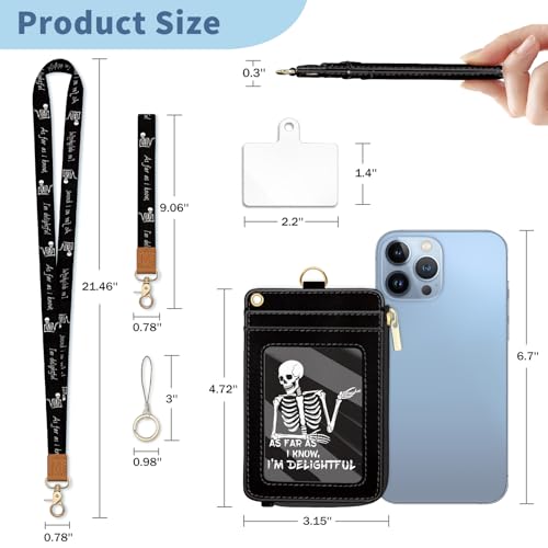 Skeleton Lanyard Wallet with Id Badge Holder Keychain Card Women - color: Skeleton Funny