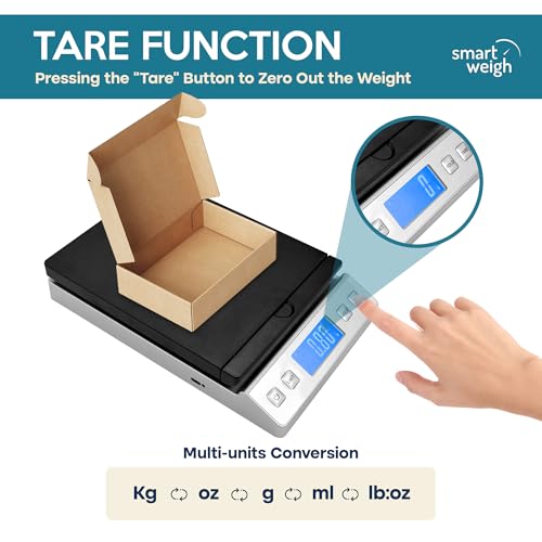 Smart Weigh Digital Postal Shipping Scale, 66 lb Capacity, 0.3 oz Readability, Hold & Tare Function, High-Accuracy Scale, Includes Batteries & USB-C - color: 66 lbs