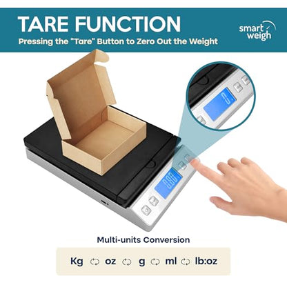 Smart Weigh Digital Postal Shipping Scale, 66 lb Capacity, 0.3 oz Readability, Hold & Tare Function, High-Accuracy Scale, Includes Batteries & USB-C - color: 66 lbs