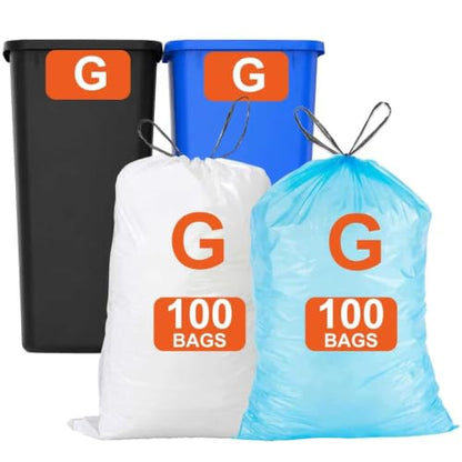 200 Count for Code G Blue & White Compatible with simpIehuman Code G 8-9 Gallon 1.2 Mil THICK Heavy Duty with Reinforced Drawstring Tear Resistant White 100 & Blue 100 Total 200 Count GRAND SAVE! - color: for Code G 200 Blue & White