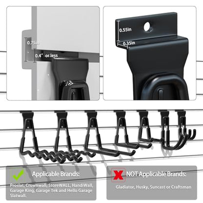 3-H Weedeater and String Trimmer Hanger 2 Pack, Heavy Duty Slatwall Hooks - color: Black, size: 4