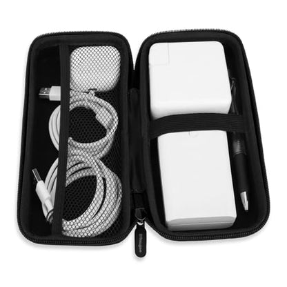 iMangoo Travel Essential Electronics Organizer Charger Case Carrying Pouch - color: FiberBlack, size: Large
