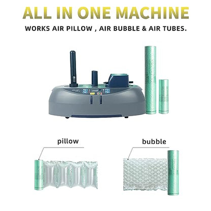 MINI AIR EA2 Air Cushion Machine, Bubble Wrap Machine, Air Pillow Packaging Machine, Air Pillows Maker with 2 Free Test Roll for Package and Product Shipment Protection(Grey) - size: MINI AIR 2 Machine