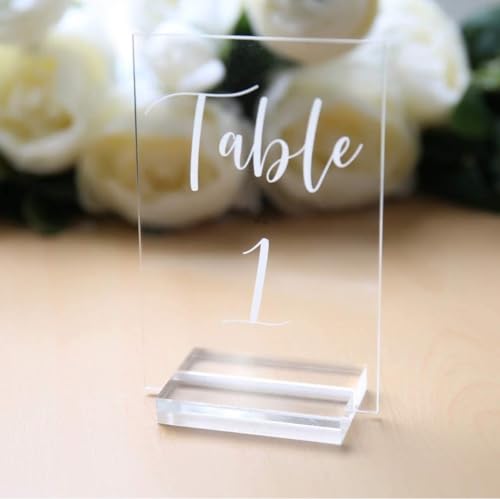 20 Pack Acrylic Sign Holders, Clear Acrylic Sign Stand,Acrylic Table Number Holder for Wedding Table Number/Sign/Car