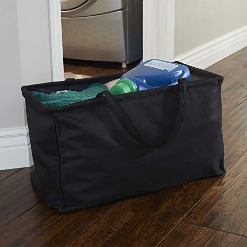 Household Essentials 2212-1 Krush Canvas Utility Tote | Reusable Grocery Shopping Bag | Laundry Carry Bag | Black - color: Black
