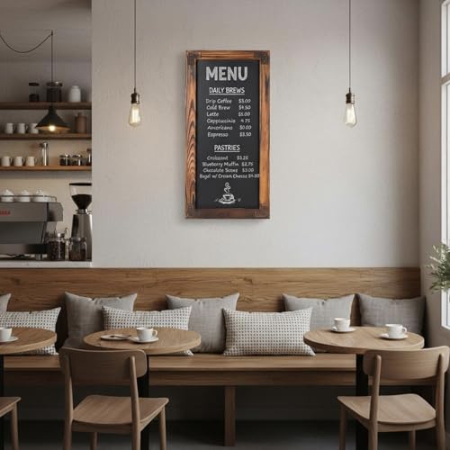 MyGift Wall Mounted Large Chalkboard Sign with Burnt Wood Frame - color: Burnt Wood