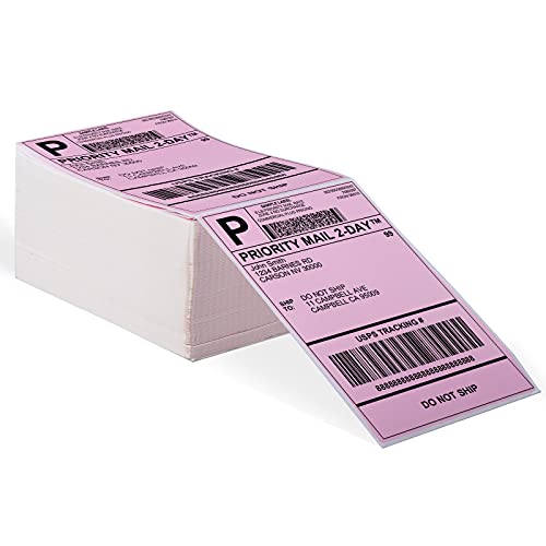 4x6 Thermal Direct Shipping Label, 4''x 6'' Fan-Fold Labels, 500 Pcs - color: Pink