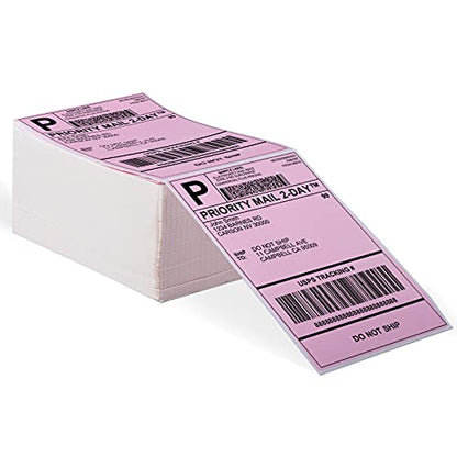 4x6 Thermal Direct Shipping Label, 4''x 6'' Fan-Fold Labels, 500 Pcs - color: Pink