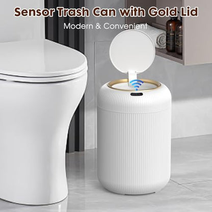 Procade Motion Sensor Trash Can with Lid,Small Automatic Trashcan Bathroom - color: White