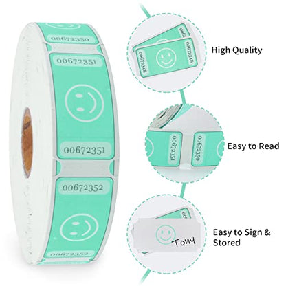 LLIKED Smile Raffle Tickets Single Roll 1000 Each Size 1 x 2 Inch Green - color: Green