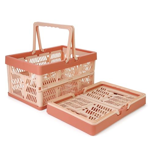 Domiella 2-Pack Foldable Storage Baskets, 20L Collapsible Crates PP Pink - color: Pink