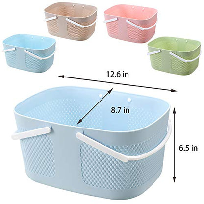 rejomiik Portable Plastic Shower Caddy Basket Organizer with Handles, Blue - color: Blue
