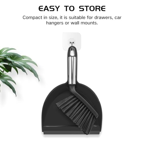 NACENA Mini Broom and Dustpan Set, Small Dust Pan and Brush Set, Black - color: Black, size: 1 Pack