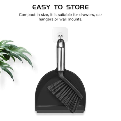 NACENA Mini Broom and Dustpan Set, Small Dust Pan and Brush Set, Black - color: Black, size: 1 Pack