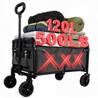 Foldable Wagon Cart, Utility Wagon with All Terrain Wheels