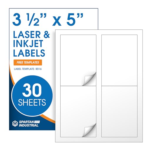 3.5" X 5" Matte White Printable Shipping Labels (30 Sheets, 120 Stickers) - size: 3-1/2" X 5"