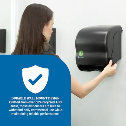 San Jamar Ecologic Element Recycled Plastic Lever Paper Towel Dispenser, Manual Towel Dispenser, Wall Mounted Dispenser with Zero Waste for Home and Business, 8 Inch Rolls, Black