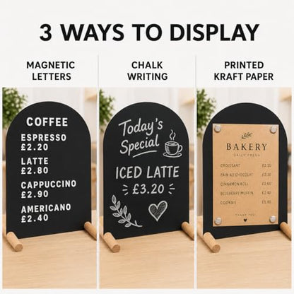Tabletop Menu Display Stand with Magnetic Letters and Writable Board - size: A5 Horizontal (11 × 6.7 in)