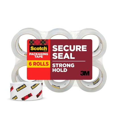 Scotch Secure Seal Packaging Tape, 6-Count, 1.88 in x 54.6 yd (Pack of 6) - style: 36 Pack