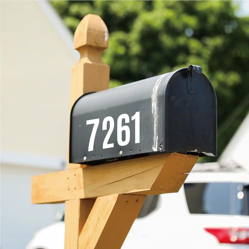 4 Inch Vinyl Number Stickers 0-9, Waterproof Self-Adhesive Address Numbers Decals, 6 Sheets Peel and Stick Mailbox Stickers for House Door Trash Can Outdoor Signs(white) - color: White