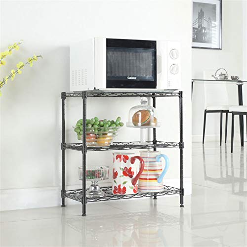 3-Tier Shelf, Adjustable Wire Metal Rack Shelving, Heavy Duty Standing Storage Shelves, Garage, Kitchen, Office, Bathroom, Shelfs Easy Assembly, 23" W x 14" D x 32" H, Black - color: Black, size: 3-tier 23.22"W x 13.39"D x 31.5"H